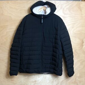 Calvin Klein Puffer Jacket Black Sherpa Lined Infinity Stretch Outwear Men XL/TG